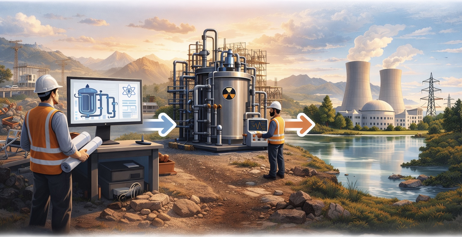 Illustration of the stages of nuclear reactor development